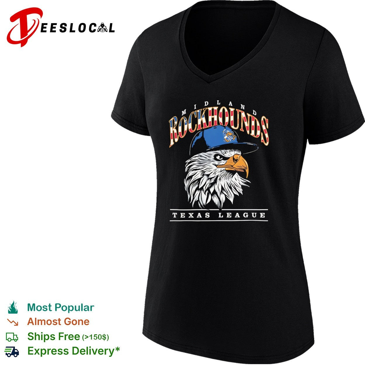 Midland Rockhounds Texas League eagle baseball logo shirt