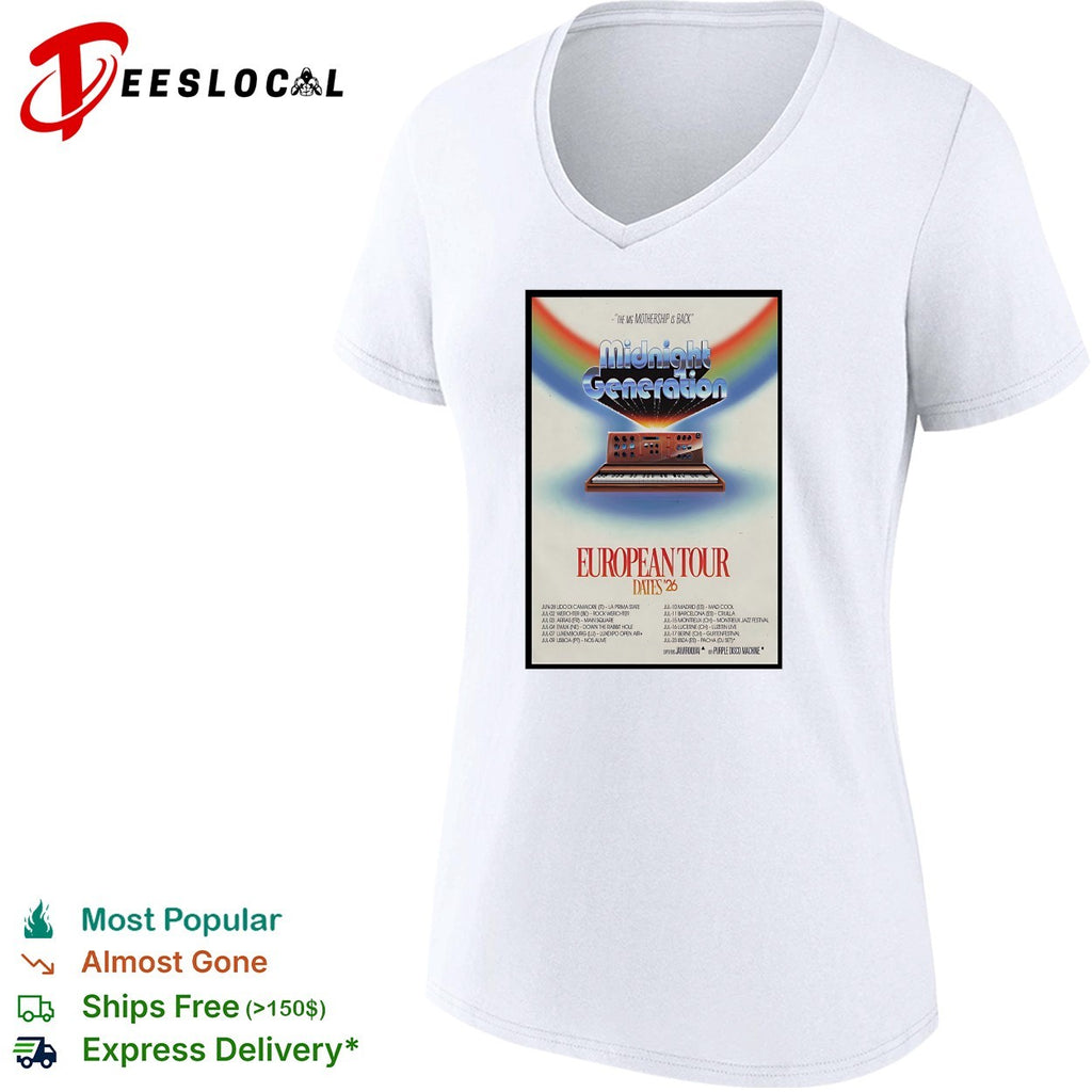 Midnight Generation 2026 European tour synthwave concert shirt