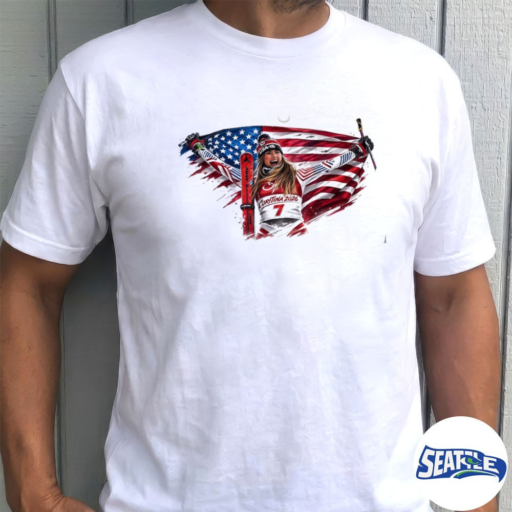 Mikaela Shiffrin 2026 Team USA Winter Olympic Ski Racing Gold Medal shirt