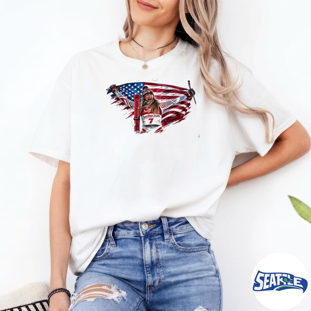 Mikaela Shiffrin 2026 Team USA Winter Olympic Ski Racing Gold Medal shirt