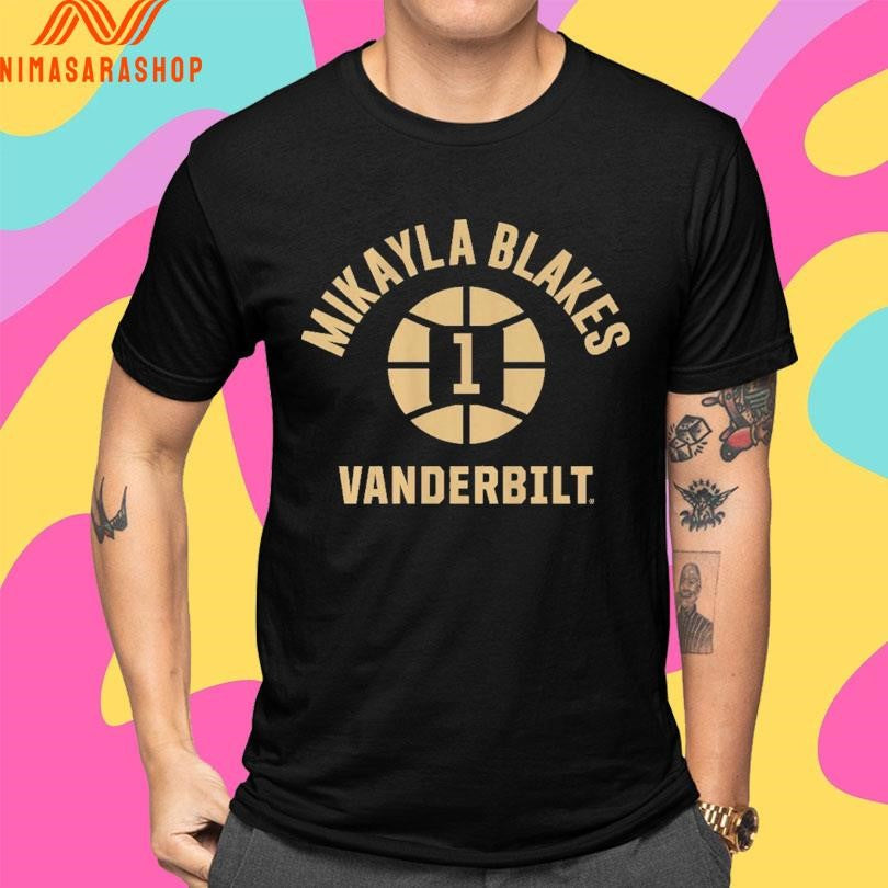 Mikayla Blakes Name Number Ball 1 Vanderbilt Commodores Women’s Basketball Shirts
