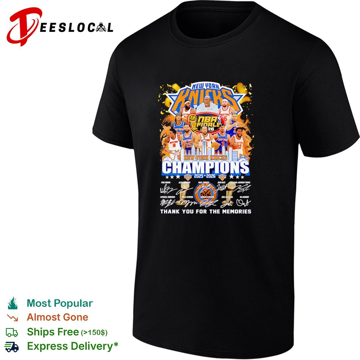 Mike Brown Jalen Brunson Mikal Bridges New York Knicks 2025 2026 NBA Champions signatures shirt