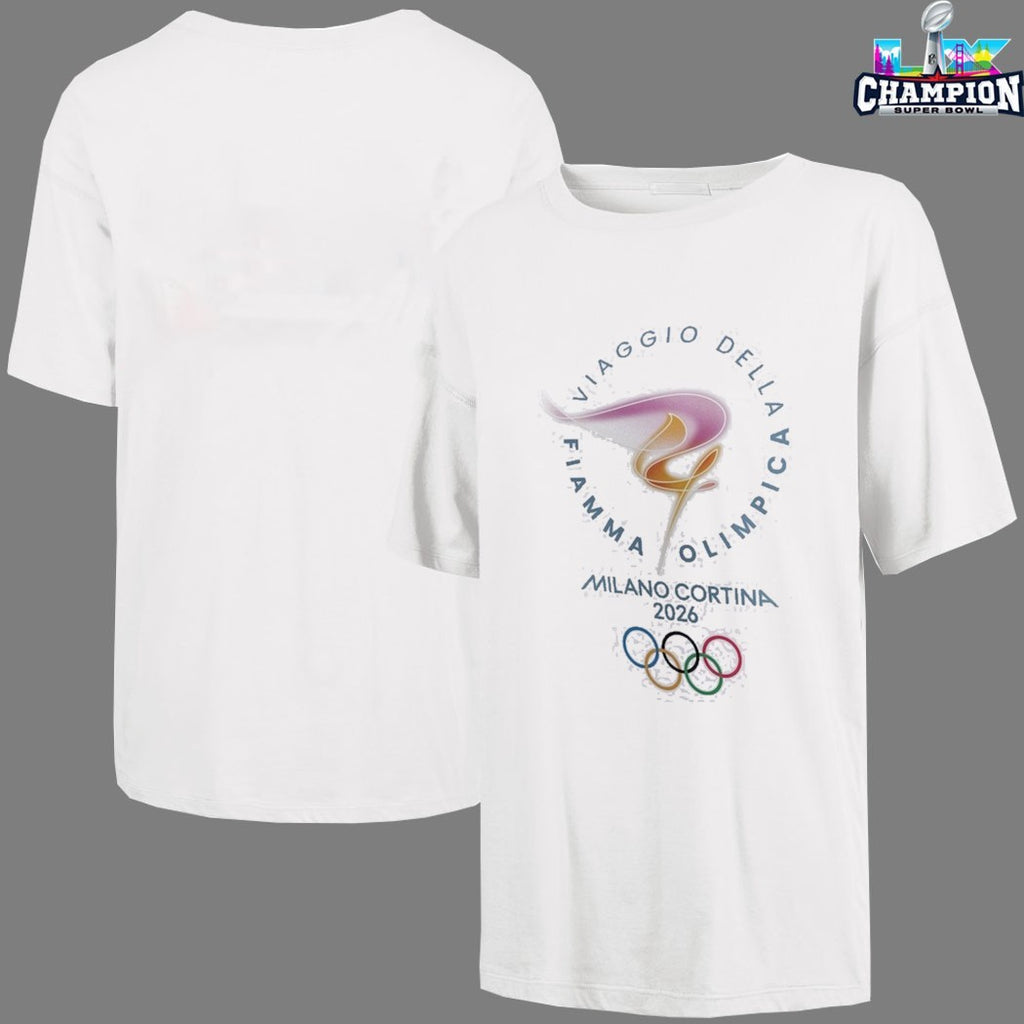 Milano Cortina 2026 Fiamma Olympics Viaggie Della T-Shirts
