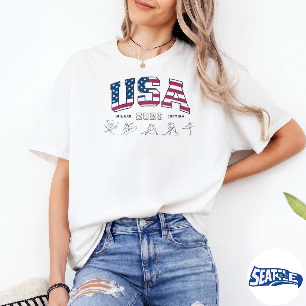 Milano Cortina 2026 Winter Games USA Flag shirt