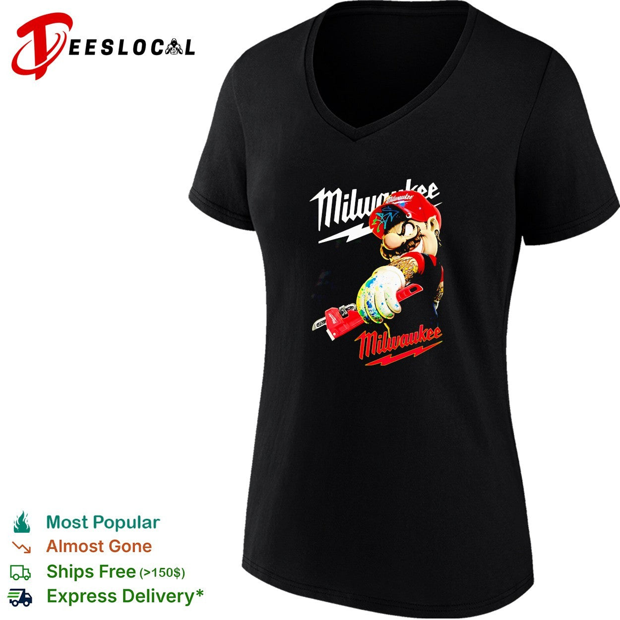 Milwaukee Super Mario plumbing parody tools brand logo fan art custom shirt