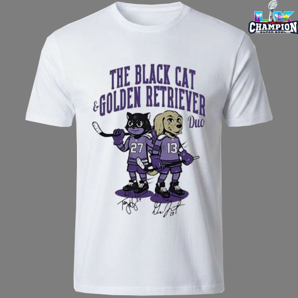 Minnesota Frost The Black Cat And Golden Retriever Duo Mascots T-shirts