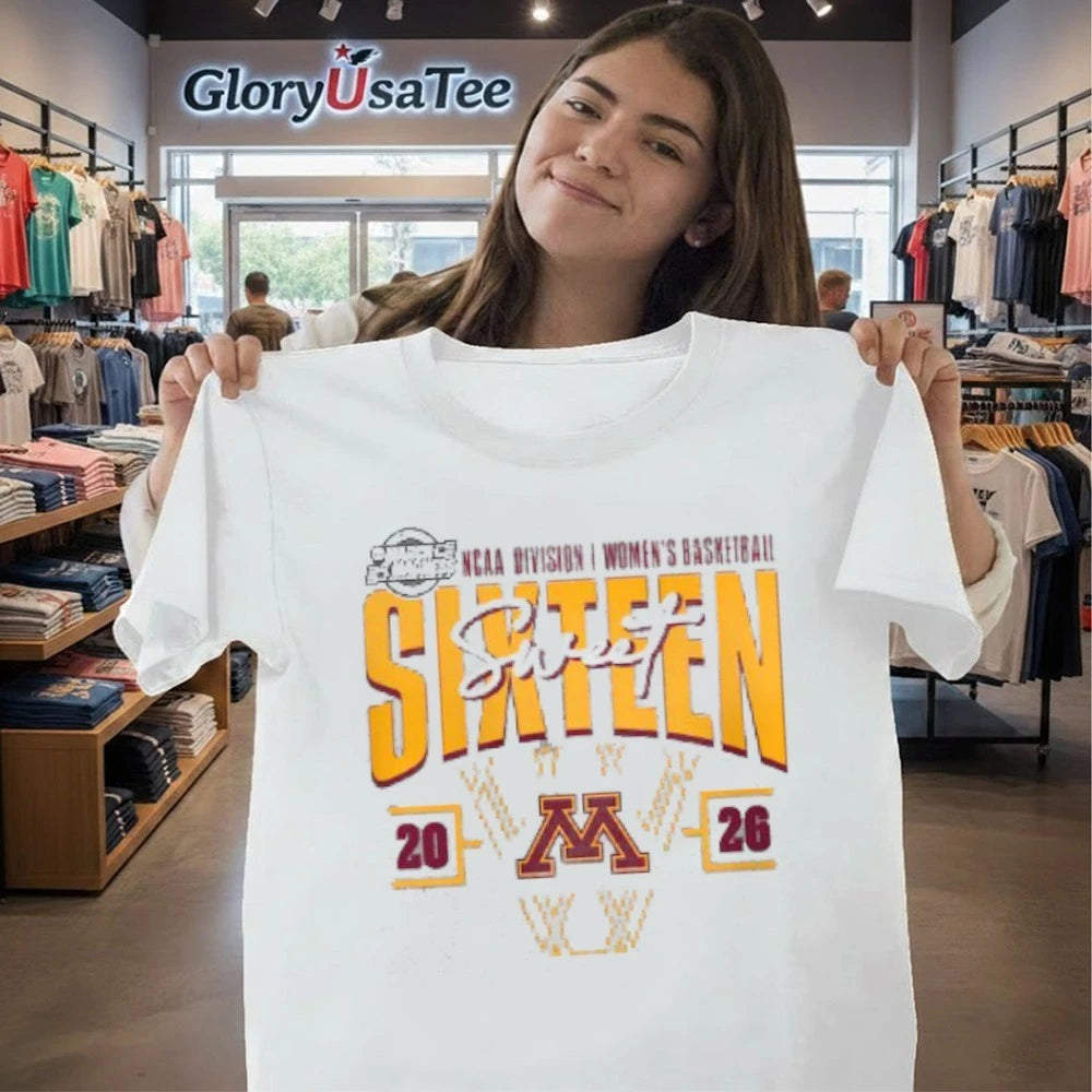 Minnesota Golden Gophers 2026 NCAA Women’s Basketball Tournament March Madness Sweet 16 Court Shot T-Shirt