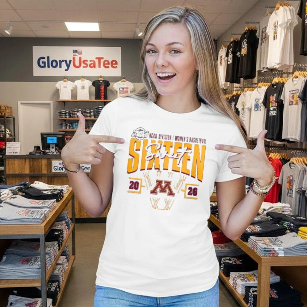 Minnesota Golden Gophers 2026 NCAA Women’s Basketball Tournament March Madness Sweet 16 Court Shot T-Shirt