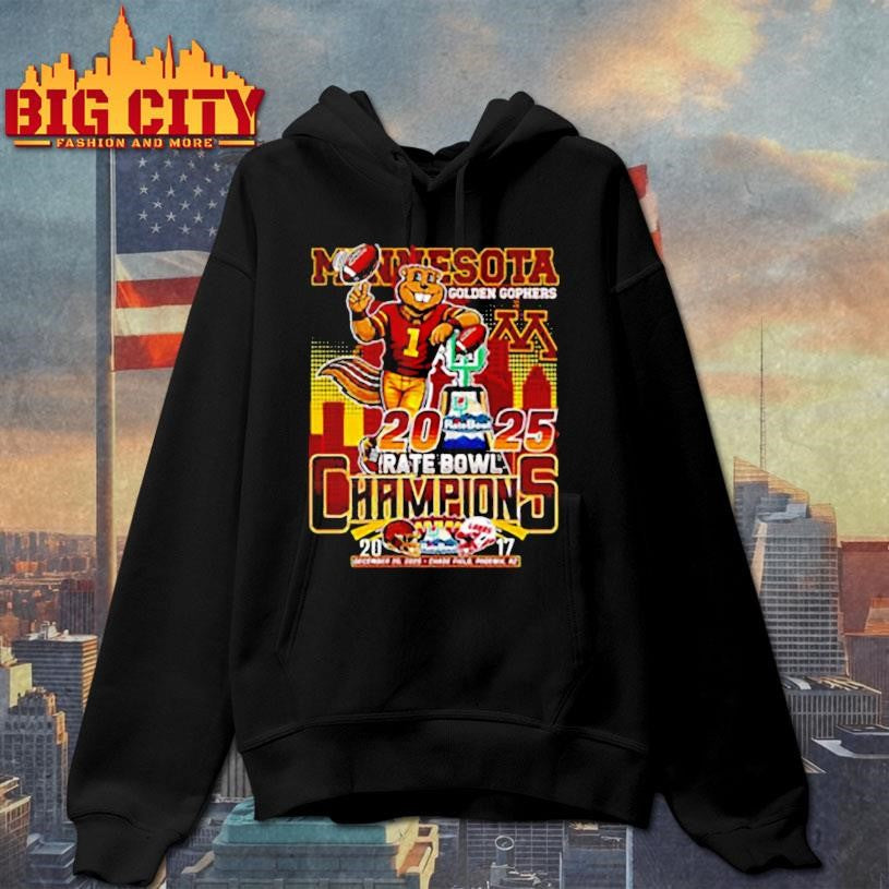 Minnesota Golden Gophers Rate Bowl 2025 trophy mascot skyline final score shirt