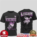 Minnesota Vikings DJ Screw R.I.P. Skull Tribute Purple Graphic Two Sided Shirt