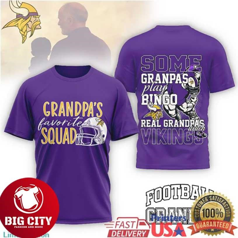 Minnesota Vikings Football Grandpa Some Grandpas Play Bingo Two Sided Shirt