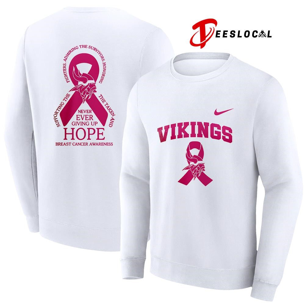 Minnesota Vikings never ever giving up hope breast cancer awareness shirt
