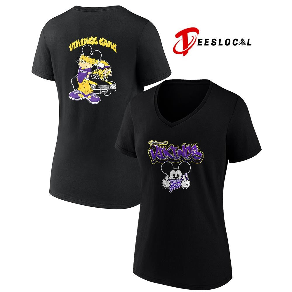 Minnesota Vikings x Gangsta Mickey Mouse middle finger shirt