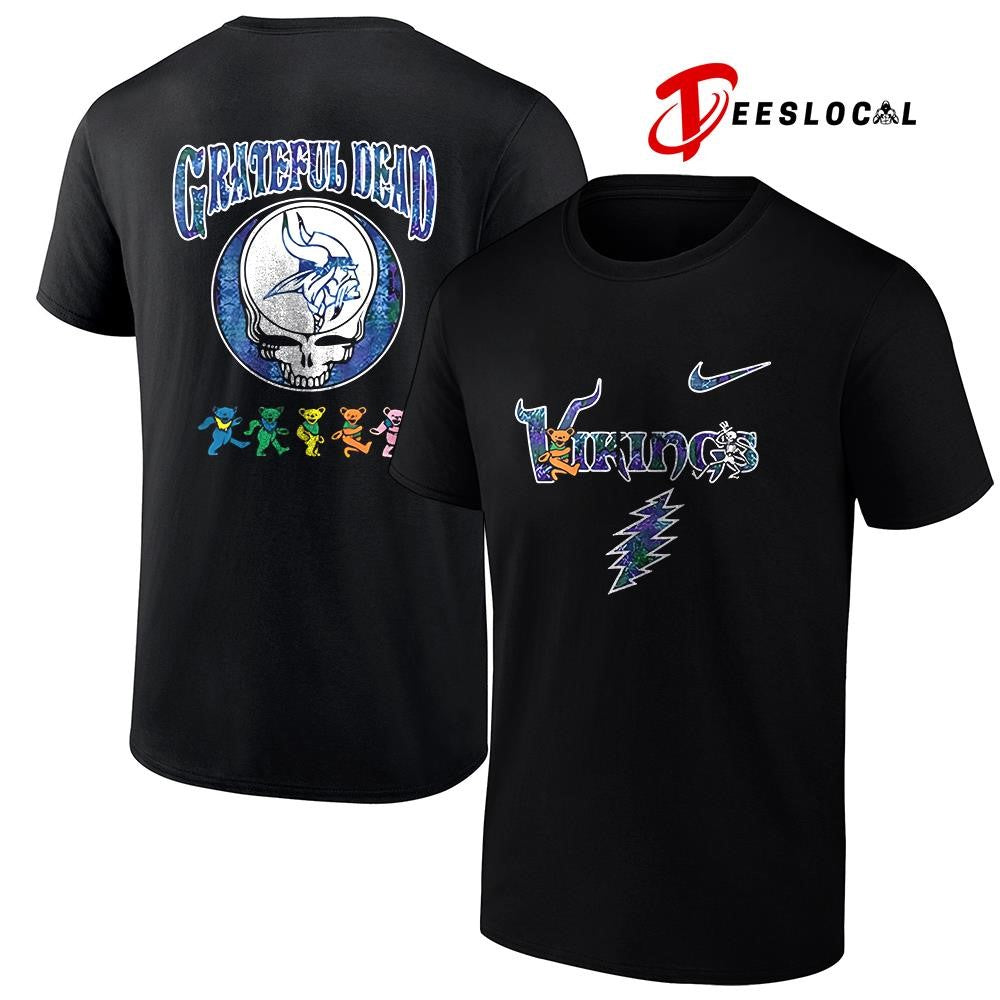 Minnesota Vikings x Grateful Dead 60 Years of Rock bears mascot shirt
