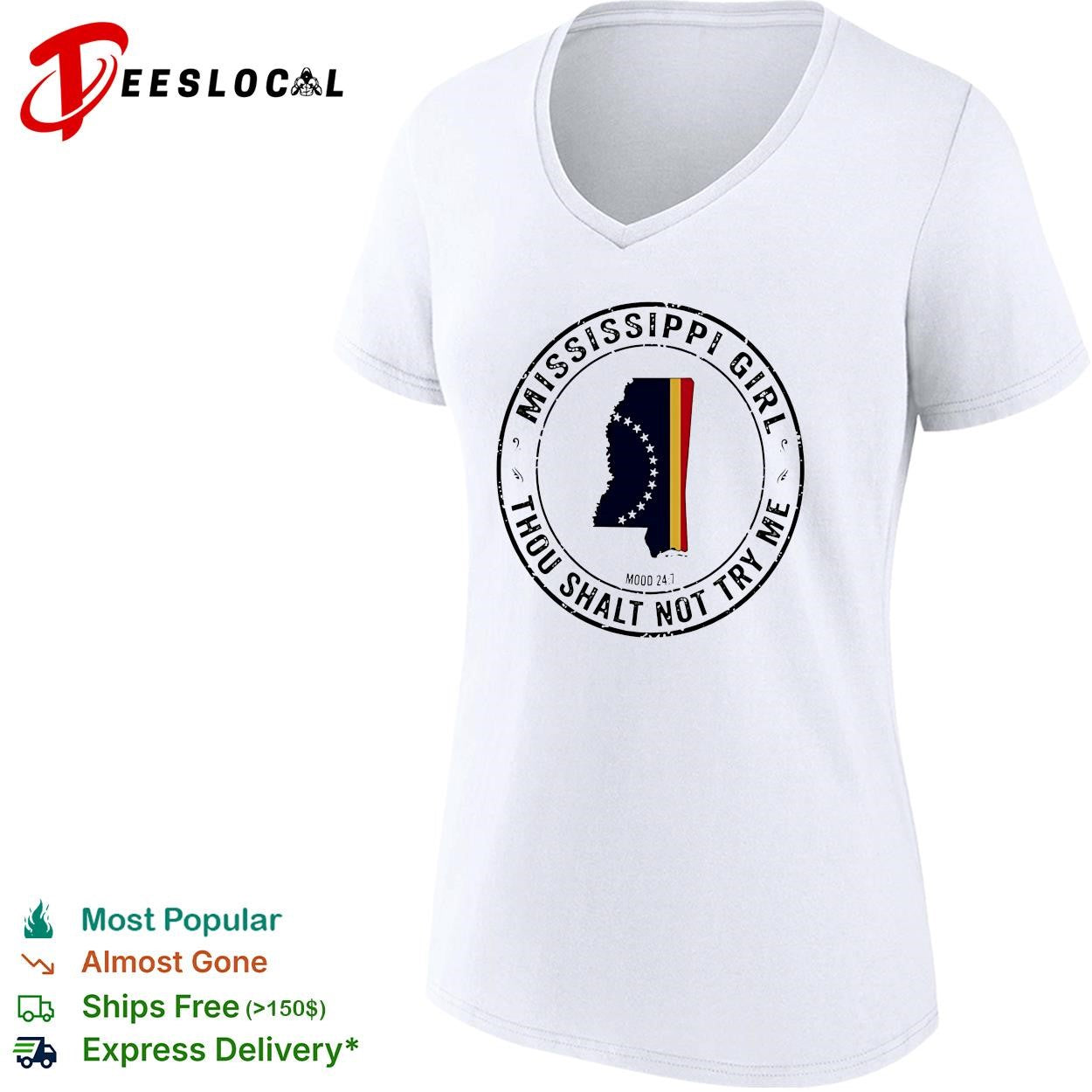 Mississippi Girl thou shalt not try me state outline circle stamp shirt