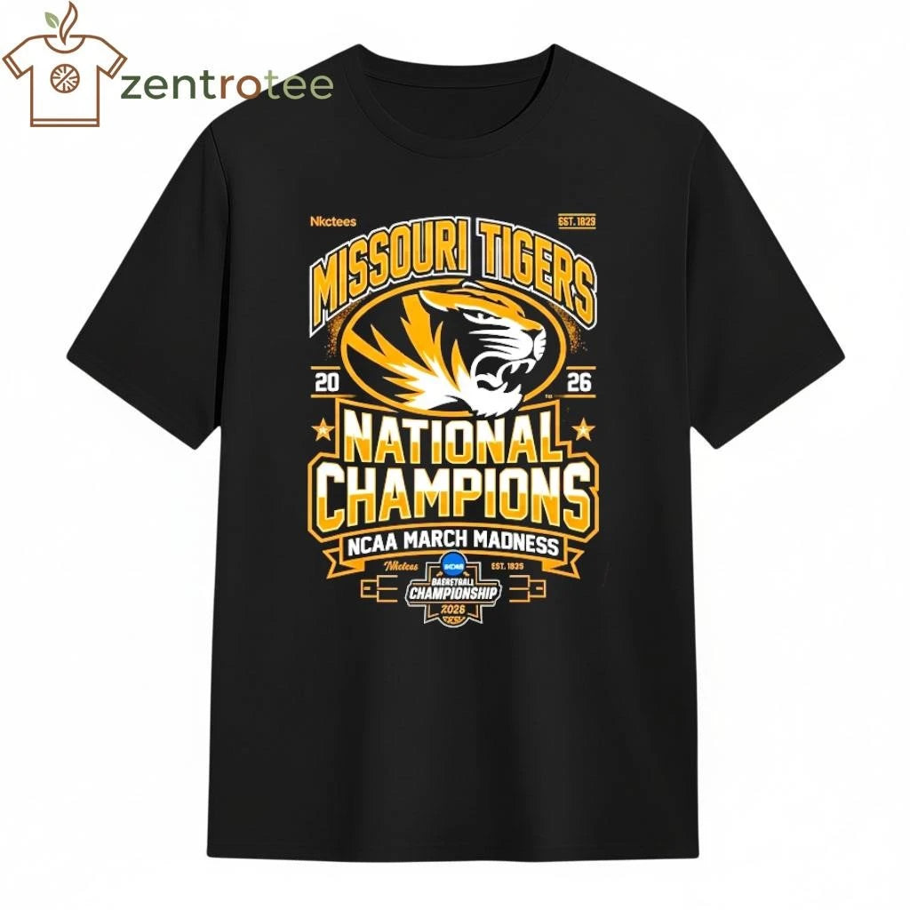 Missouri Tigers 2026 NCAA March Madness National Champions T-Shirt – Official Nkctees Graphic Apparel