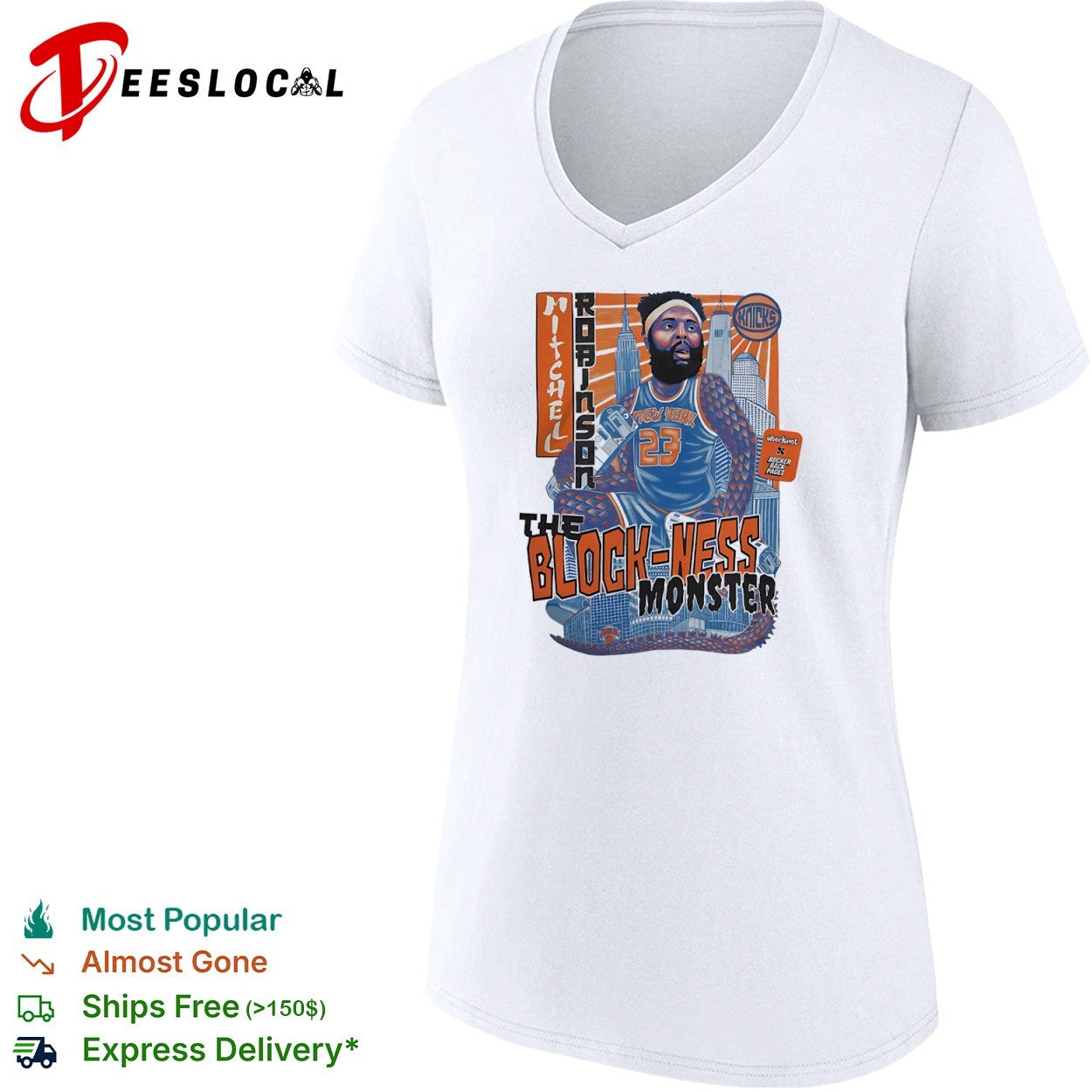 Mitchell Robinson New York Knicks the Block Ness Monster player 23 shirt