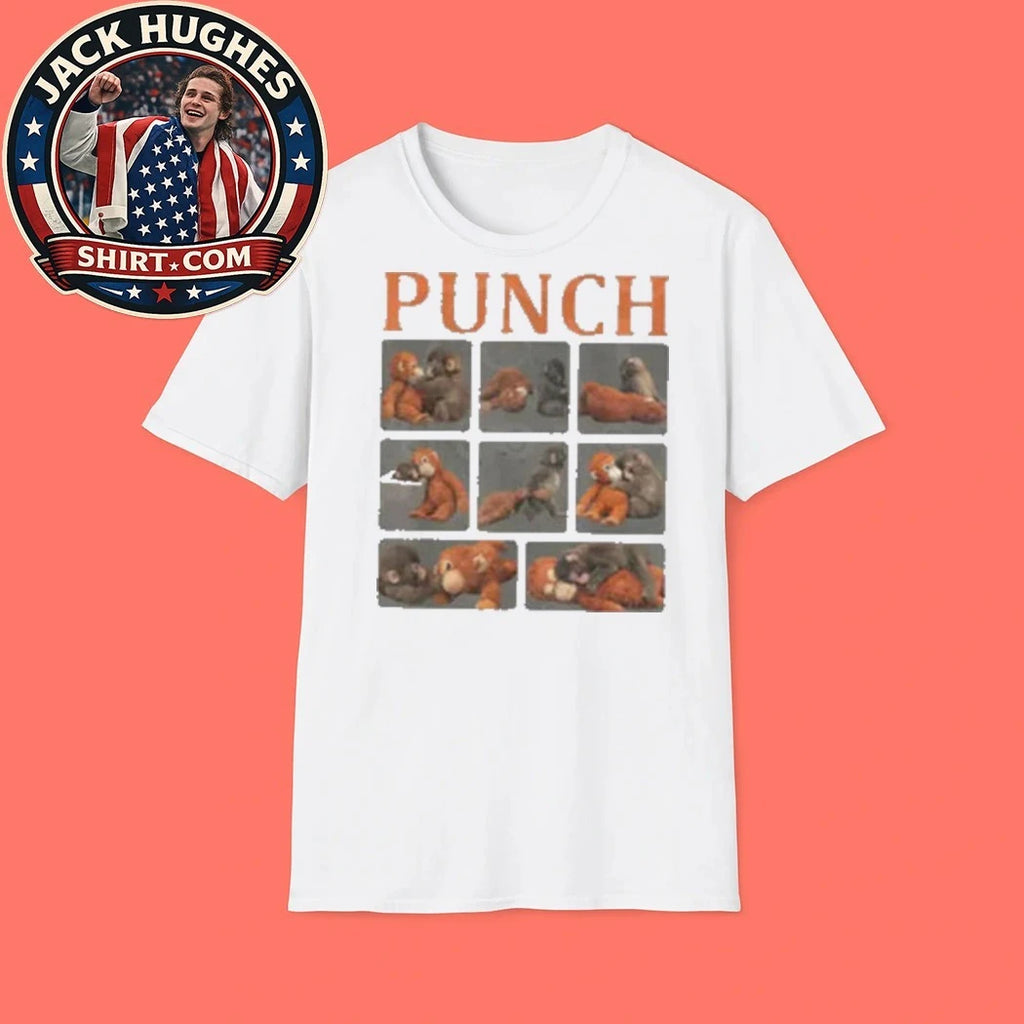 Monkey Punch Cute Baby Monkey Holding Plush Toy Shirt