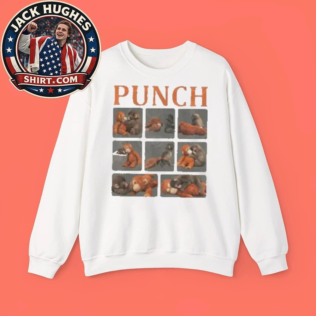 Monkey Punch Cute Baby Monkey Holding Plush Toy Shirt