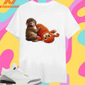 Monkey Punch Graphic Baby Monkey Holding Plush Toy 2026 Shirts