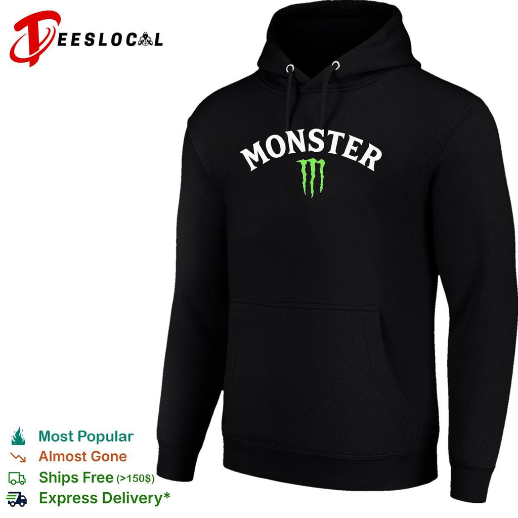 Monster energy drink parody bold white lettering green claw logo graphic shirt