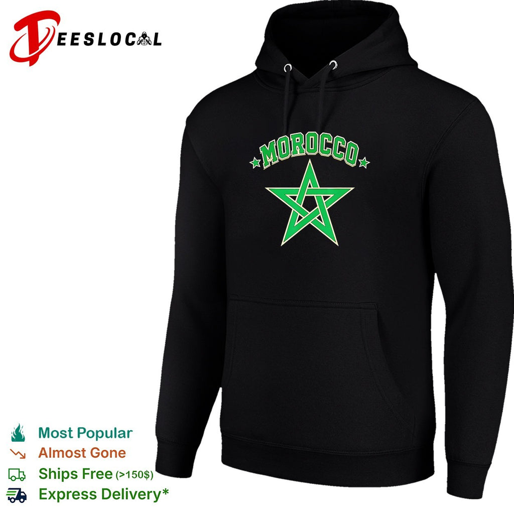 Morocco national team star pentagram arch varsity lettering soccer fan shirt