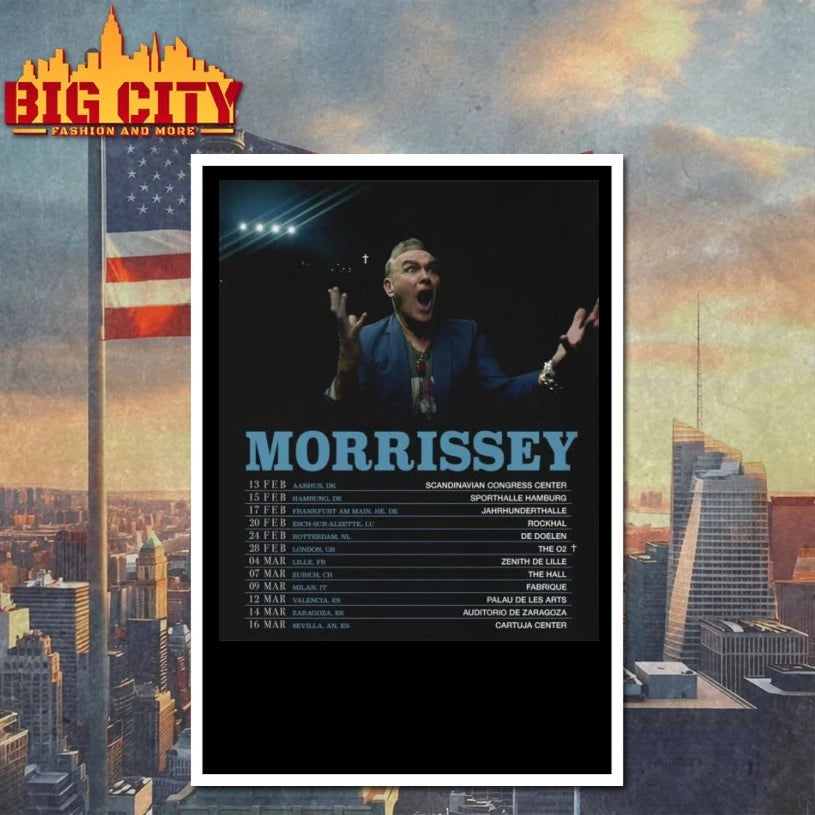 Morrissey Live Across Europe Tour 2026 poster shirt
