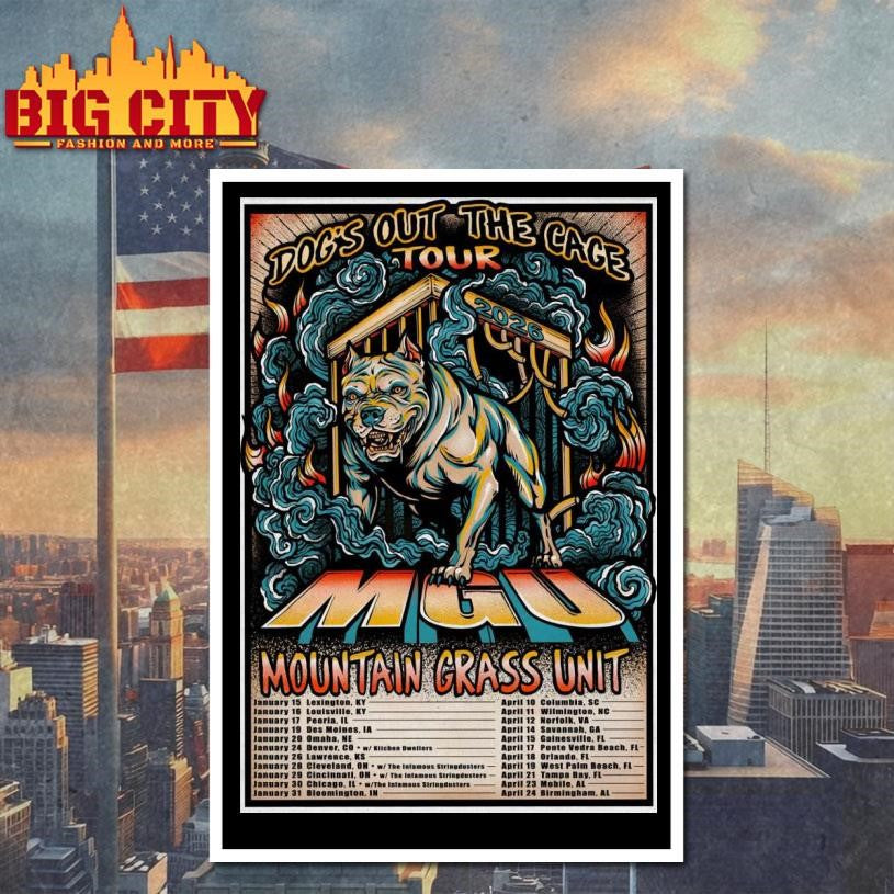 Mountain Grass Unit Dog’s Out The Cage 2026 Tour Poster Shirt