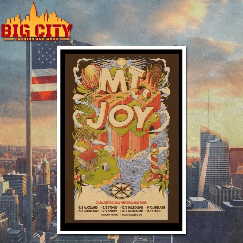 Mt Joy 2026 Australia &amp; New Zealand Tour Poster Shirt