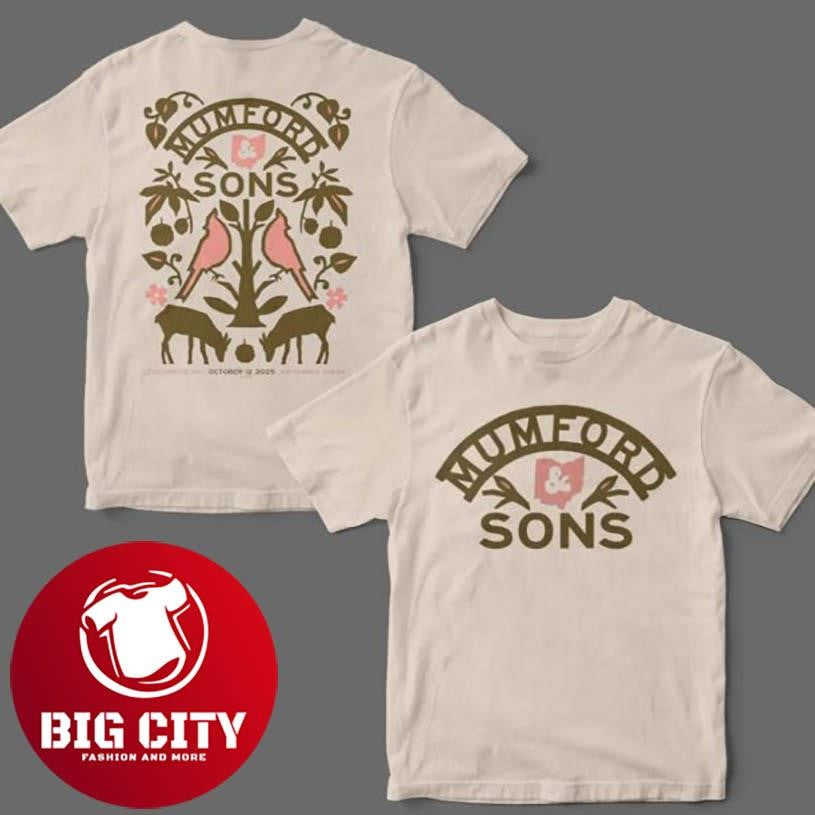 Mumford And Sons Columbus Ohio 2025 Gig Poster At Nationwide Arena On October 12 2025 Shirt