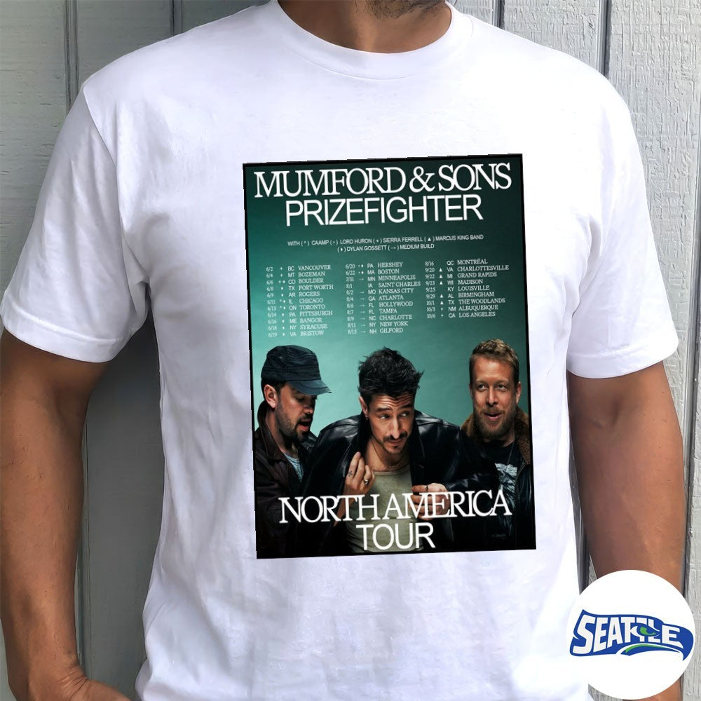Mumford And Sons Prizefighter North America Tour 2026 Schedule Tour Dates Poster Fan shirt
