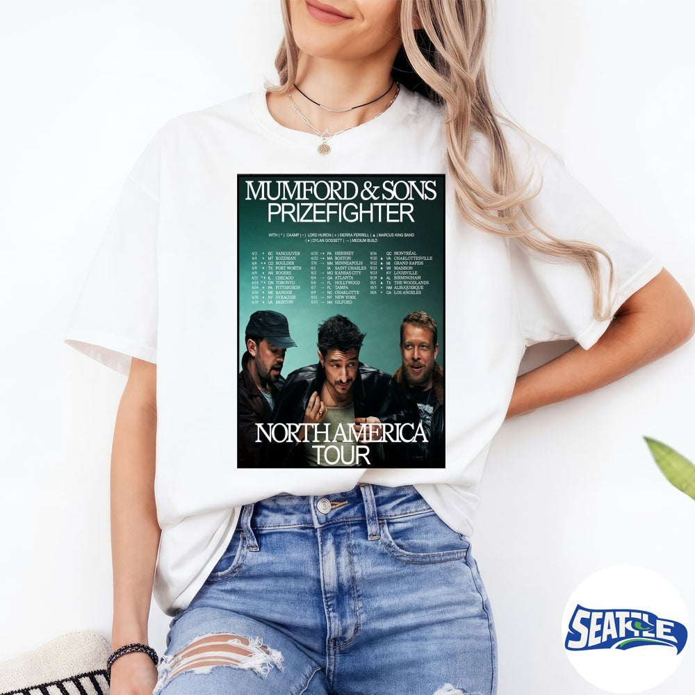 Mumford And Sons Prizefighter North America Tour 2026 Schedule Tour Dates Poster Fan shirt