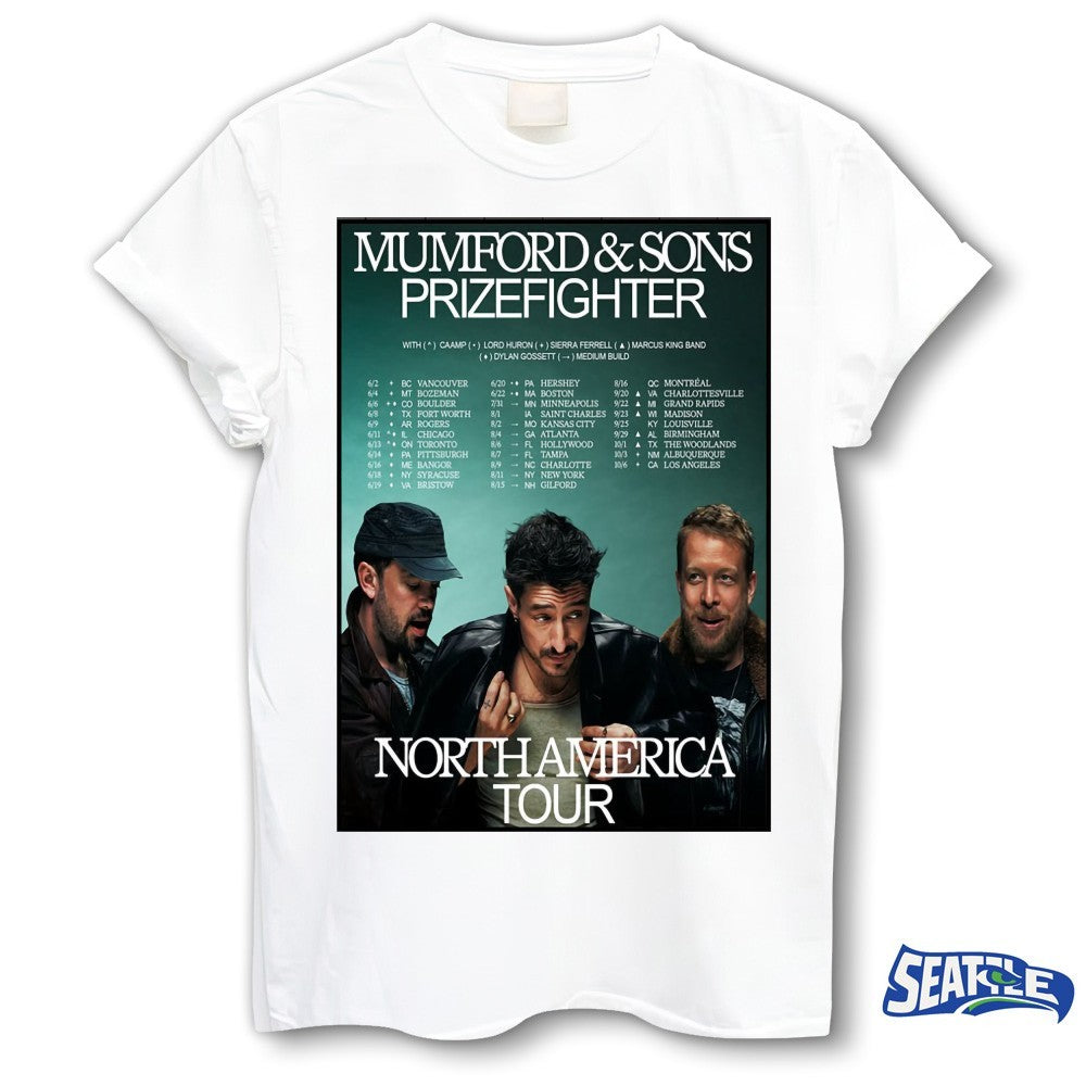Mumford And Sons Prizefighter North America Tour 2026 Schedule Tour Dates Poster Fan shirt