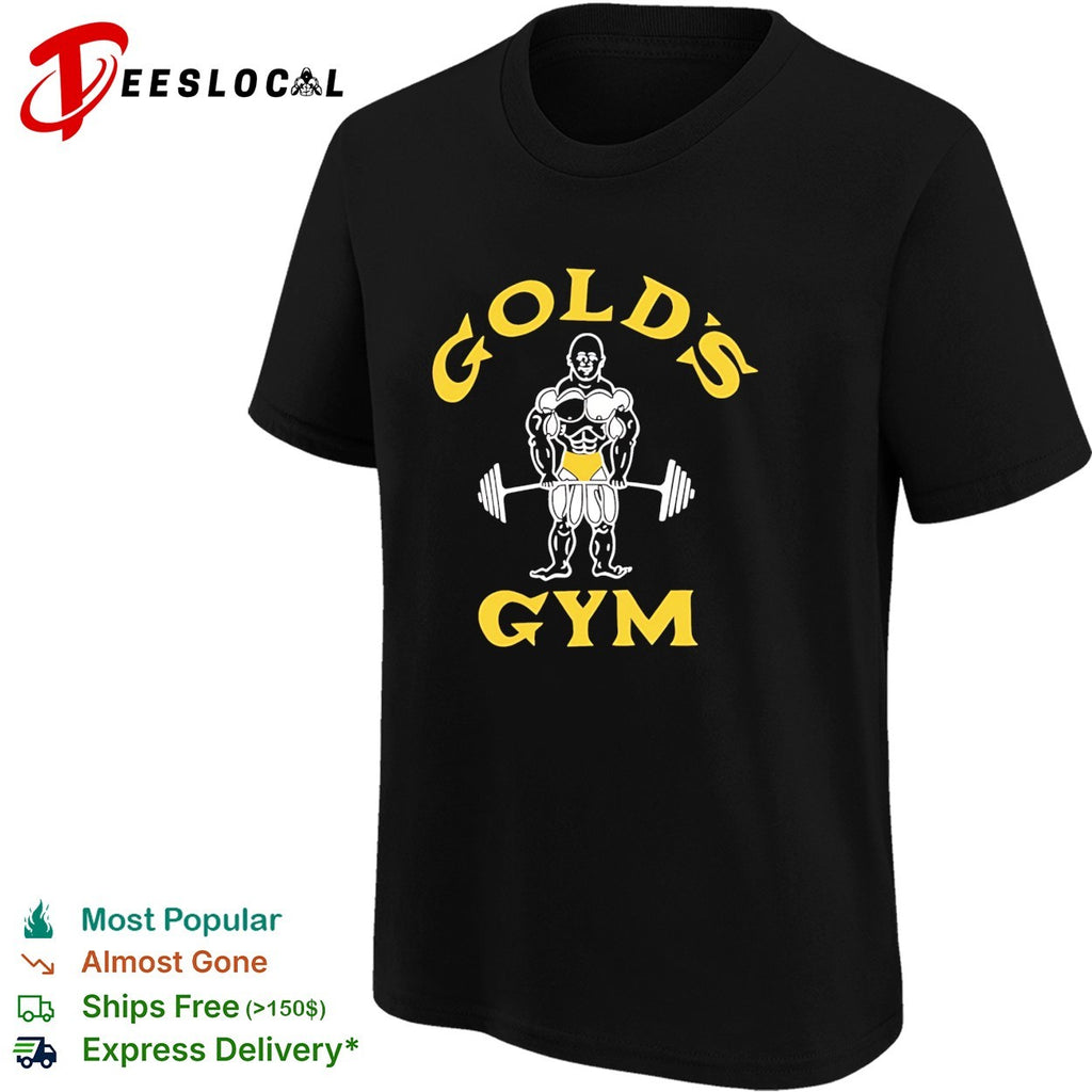 Muscle Joe Body Bulider wearing yellow briefs Gold’s Gym funny shirt
