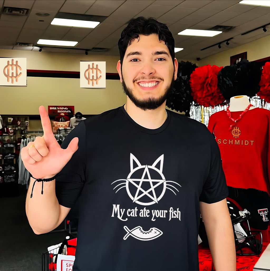 My Cat Ate Your Fish Distressed Pentagram shirt