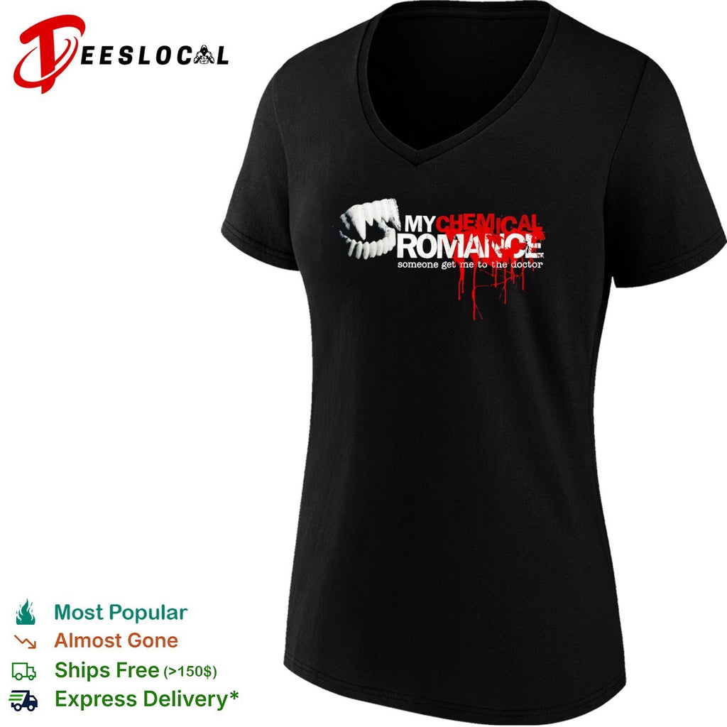 My Chemical Romance someone get me to the doctor vampire teeth red drip shirt