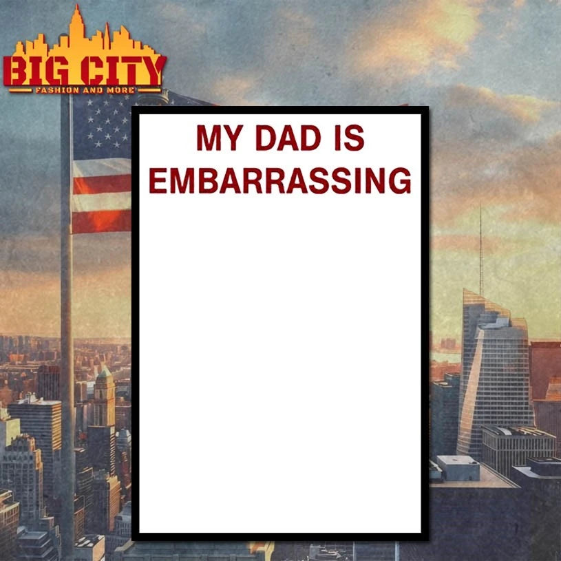 My Dad Is Embarrassing text red shirt