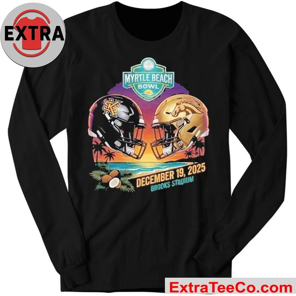 Myrtle Beach Bowl Presented By Engine Kennesaw State Owls vs Western Michigan Broncos Helmet Head To Head December 19 2025 Brooks Stadium Logo Shirt
