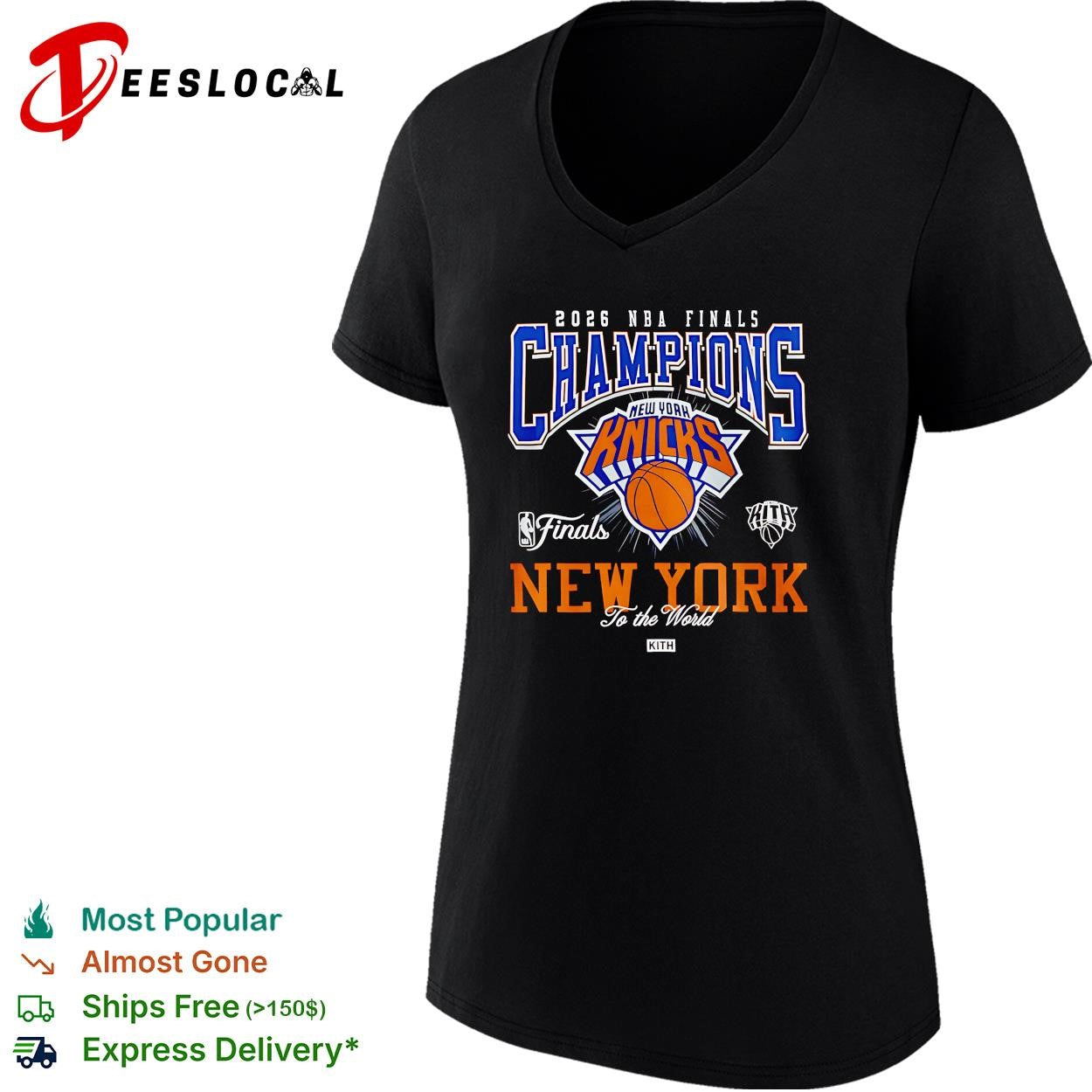 NBA finals champions New York Knicks 2026 crest badge bold basketball shirt