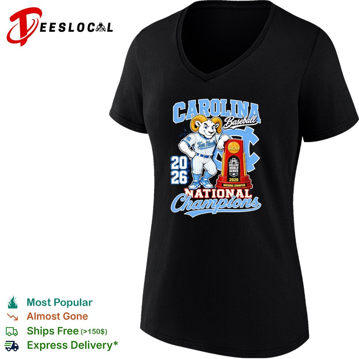 NCAA Carolina Tar Heel Baseball 2026 National Champions Rameses shirt