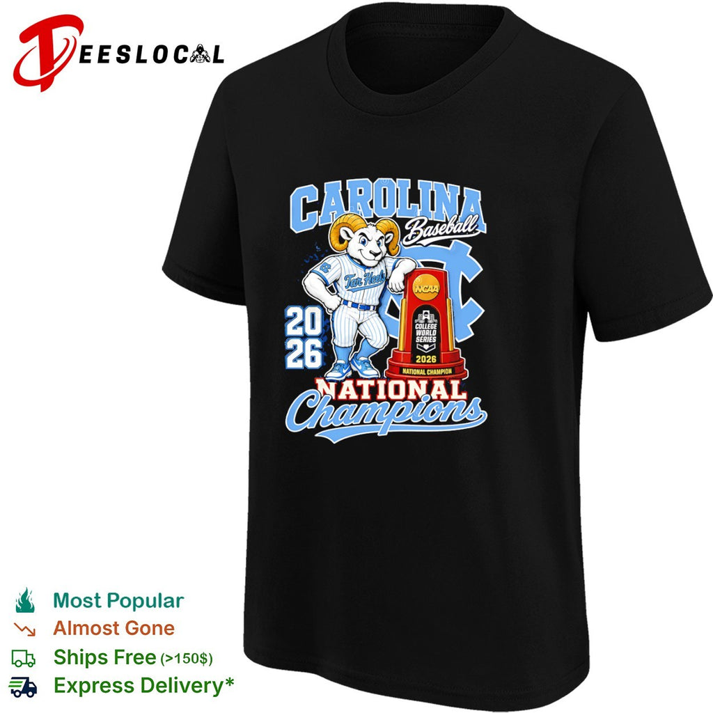 NCAA Carolina Tar Heel Baseball 2026 National Champions Rameses shirt