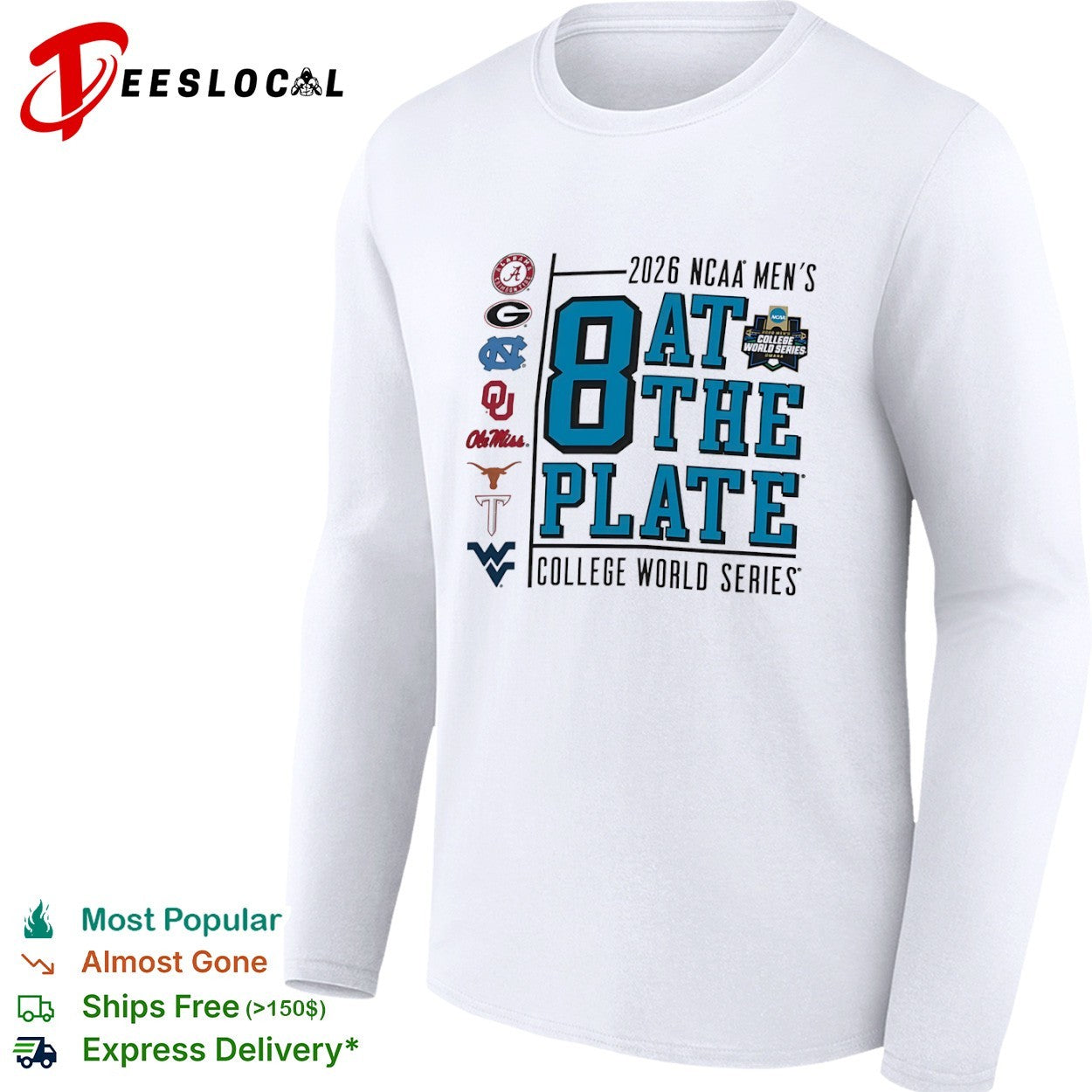 NCAA Men’s College World Series 2026 8 at the plate shirt