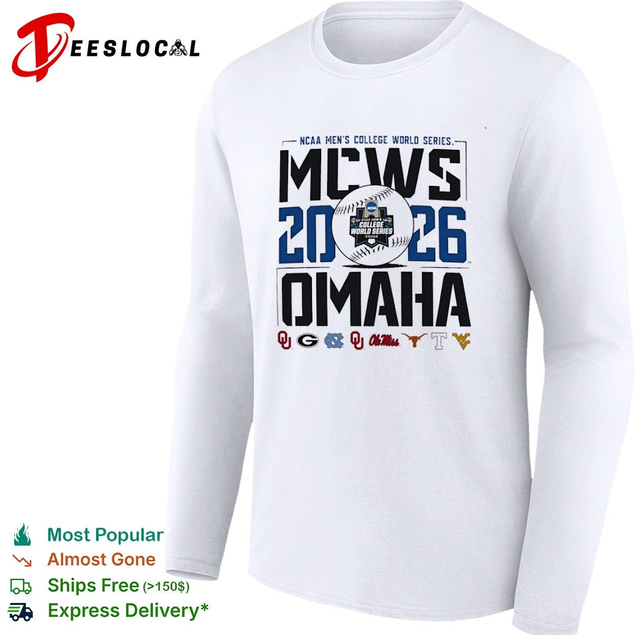 NCAA Mens College World Series 2026 Omaha Oklahoma Georgia North Carolina shirt