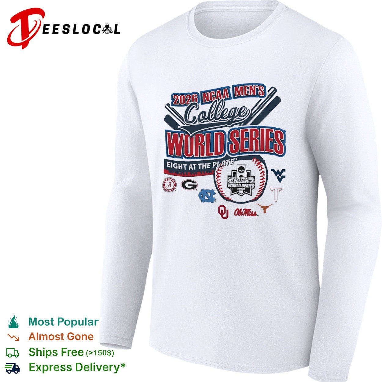 NCAA Men’s College World Series eight at the plate 2026 shirt