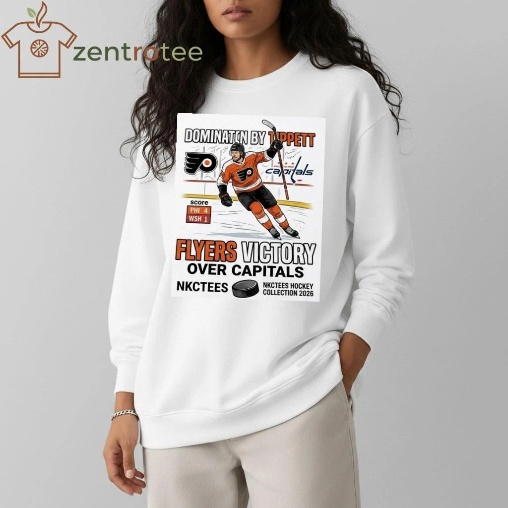 NKCTEES Owen Tippett Flyers vs Capitals 2026 Victory Graphic T-Shirt – White