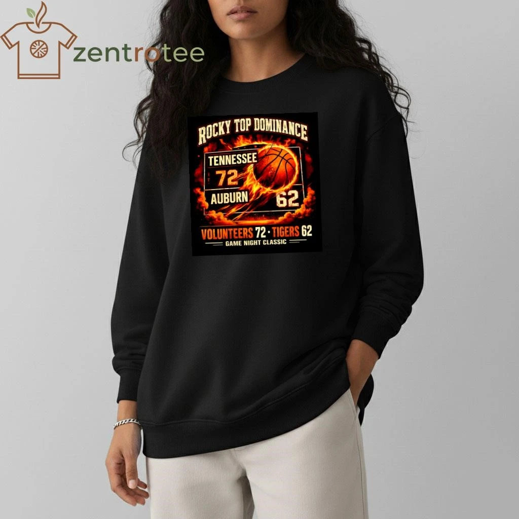 NKCTEES Rocky Top Dominance Tennessee 72 Auburn 62 Basketball Victory Graphic T-Shirt