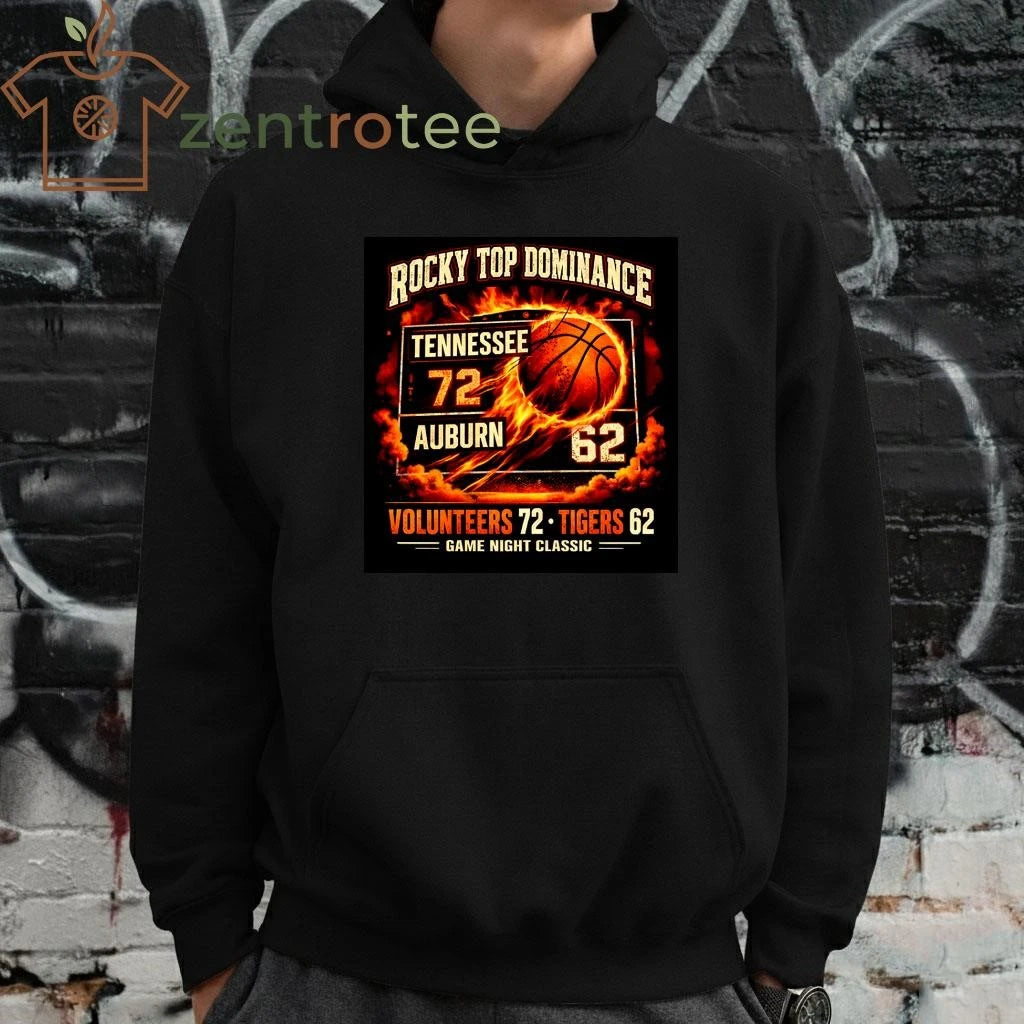 NKCTEES Rocky Top Dominance Tennessee 72 Auburn 62 Basketball Victory Graphic T-Shirt