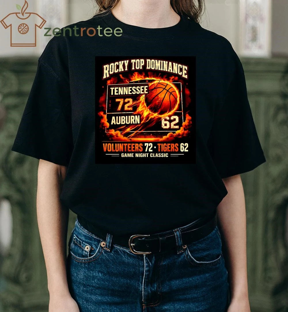 NKCTEES Rocky Top Dominance Tennessee 72 Auburn 62 Basketball Victory Graphic T-Shirt