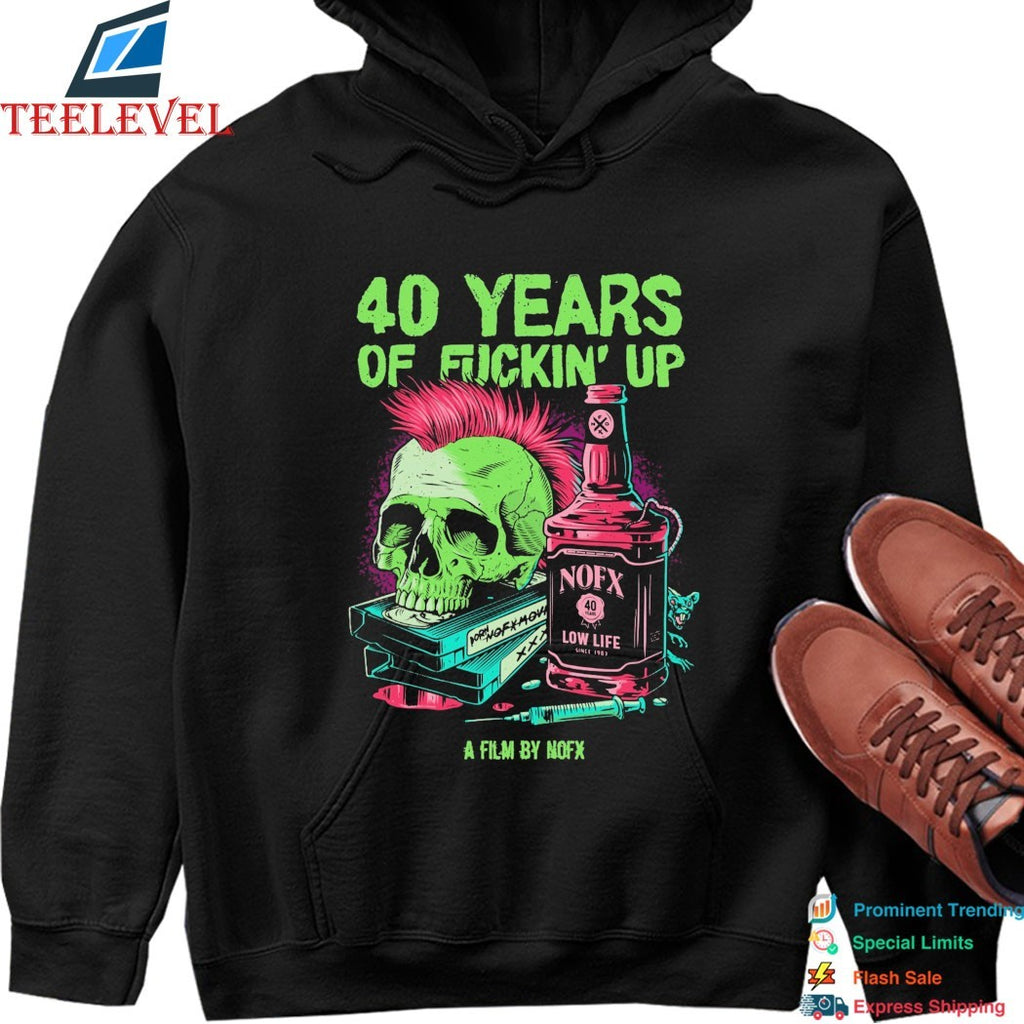 NOFX 40 Years Of Fuckin’ Up Low Life Bottle Skull T-shirts