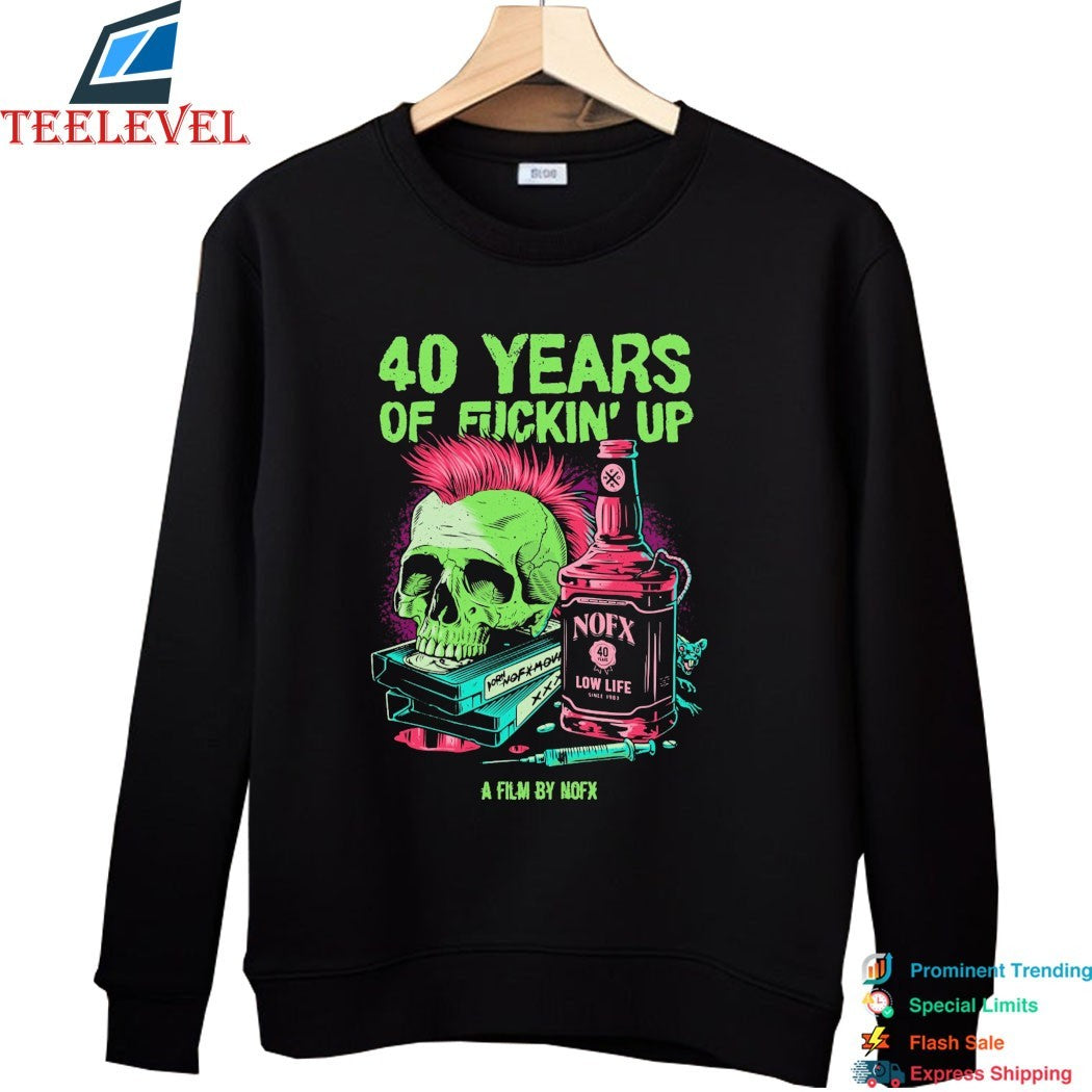 NOFX 40 Years Of Fuckin’ Up Low Life Bottle Skull T-shirts